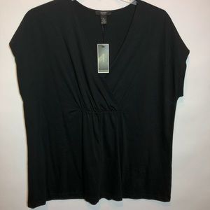 Alfani Black Surplice V Neck Cap Sleeve To…